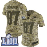 Nike New England Patriots #87 Rob Gronkowski Camo Super Bowl LIII Bound Women's Stitched NFL Limited 2018 Salute to Service Jersey