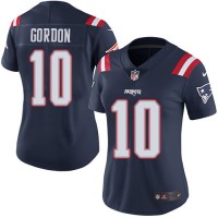 Nike New England Patriots #10 Josh Gordon Navy Blue Women's Stitched NFL Limited Rush Jersey