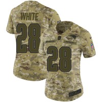 Nike New England Patriots #28 James White Camo Women's Stitched NFL Limited 2018 Salute to Service Jersey