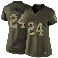 Nike New England Patriots #24 Stephon Gilmore Green Women's Stitched NFL Limited 2015 Salute to Service Jersey