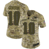 Nike New England Patriots #10 Josh Gordon Camo Women's Stitched NFL Limited 2018 Salute to Service Jersey