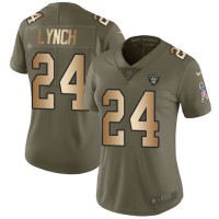Nike Las Vegas Raiders #24 Marshawn Lynch Olive/Gold Women's Stitched NFL Limited 2017 Salute to Service Jersey