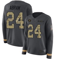 Nike Las Vegas Raiders #24 Johnathan Abram Anthracite Salute to Service Women's Stitched NFL Limited Therma Long Sleeve Jersey
