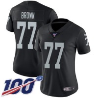 Nike Las Vegas Raiders #77 Trent Brown Black Team Color Women's Stitched NFL 100th Season Vapor Untouchable Limited Jersey