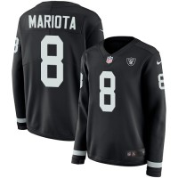 Nike Las Vegas Raiders #8 Marcus Mariota Black Team Color Women's Stitched NFL Limited Therma Long Sleeve Jersey