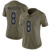 Nike Las Vegas Raiders #8 Marcus Mariota Olive Women's Stitched NFL Limited 2017 Salute To Service Jersey