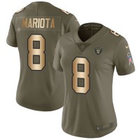 Nike Las Vegas Raiders #8 Marcus Mariota Olive/Gold Women's Stitched NFL Limited 2017 Salute To Service Jersey