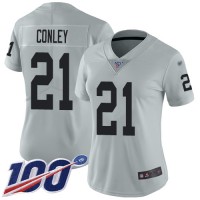 Nike Las Vegas Raiders #21 Gareon Conley Silver Women's Stitched NFL Limited Inverted Legend 100th Season Jersey