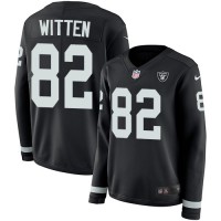 Nike Las Vegas Raiders #82 Jason Witten Black Team Color Women's Stitched NFL Limited Therma Long Sleeve Jersey