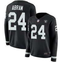 Nike Las Vegas Raiders #24 Johnathan Abram Black Team Color Women's Stitched NFL Limited Therma Long Sleeve Jersey