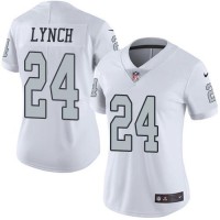 Nike Las Vegas Raiders #24 Marshawn Lynch White Women's Stitched NFL Limited Rush Jersey