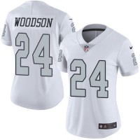 Nike Las Vegas Raiders #24 Charles Woodson White Women's Stitched NFL Limited Rush Jersey