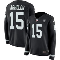 Nike Las Vegas Raiders #15 Nelson Agholor Black Team Color Women's Stitched NFL Limited Therma Long Sleeve Jersey