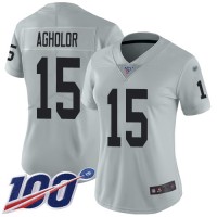 Nike Las Vegas Raiders #15 Nelson Agholor Silver Women's Stitched NFL Limited Inverted Legend 100th Season Jersey