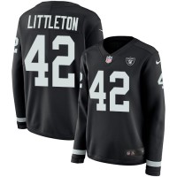 Nike Las Vegas Raiders #42 Cory Littleton Black Team Color Women's Stitched NFL Limited Therma Long Sleeve Jersey