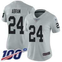 Nike Las Vegas Raiders #24 Johnathan Abram Silver Women's Stitched NFL Limited Inverted Legend 100th Season Jersey