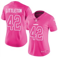 Nike Las Vegas Raiders #42 Cory Littleton Pink Women's Stitched NFL Limited Rush Fashion Jersey