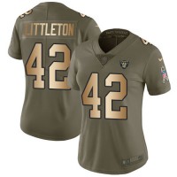 Nike Las Vegas Raiders #42 Cory Littleton Olive/Gold Women's Stitched NFL Limited 2017 Salute To Service Jersey