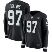 Nike Las Vegas Raiders #97 Maliek Collins Black Team Color Women's Stitched NFL Limited Therma Long Sleeve Jersey