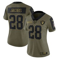 Las Vegas Las Vegas Raiders #28 Josh Jacobs Olive Nike Women's 2021 Salute To Service Limited Player Jersey