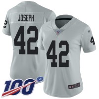 Nike Las Vegas Raiders #42 Karl Joseph Silver Women's Stitched NFL Limited Inverted Legend 100th Season Jersey