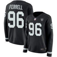 Nike Las Vegas Raiders #96 Clelin Ferrell Black Team Color Women's Stitched NFL Limited Therma Long Sleeve Jersey
