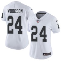 Nike Las Vegas Raiders #24 Charles Woodson White Women's Stitched NFL Vapor Untouchable Limited Jersey