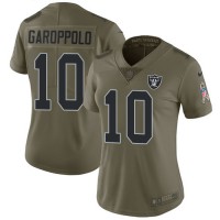 Nike Las Vegas Raiders #10 Jimmy Garoppolo Olive Women's Stitched NFL Limited 2017 Salute To Service Jersey