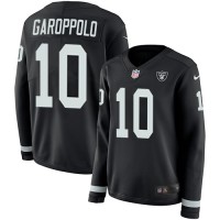 Nike Las Vegas Raiders #10 Jimmy Garoppolo Black Team Color Women's Stitched NFL Limited Therma Long Sleeve Jersey