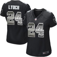 Nike Las Vegas Raiders #24 Marshawn Lynch Black Team Color Women's Stitched NFL Elite Strobe Jersey