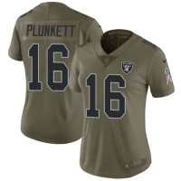Nike Las Vegas Raiders #16 Jim Plunkett Olive Women's Stitched NFL Limited 2017 Salute to Service Jersey