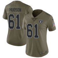 Nike Las Vegas Raiders #61 Rodney Hudson Olive Women's Stitched NFL Limited 2017 Salute to Service Jersey