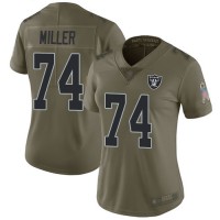 Nike Las Vegas Raiders #74 Kolton Miller Olive Women's Stitched NFL Limited 2017 Salute to Service Jersey