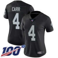 Nike Las Vegas Raiders #4 Derek Carr Black Team Color Women's Stitched NFL 100th Season Vapor Limited Jersey