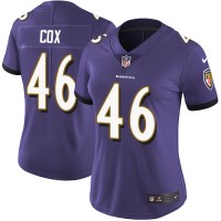 Nike Baltimore Ravens #46 Morgan Cox Purple Team Color Women's Stitched NFL Vapor Untouchable Limited Jersey