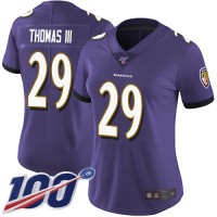 Nike Baltimore Ravens #29 Earl Thomas III Purple Team Color Women's Stitched NFL 100th Season Vapor Limited Jersey
