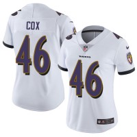 Nike Baltimore Ravens #46 Morgan Cox White Women's Stitched NFL Vapor Untouchable Limited Jersey
