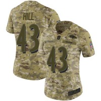 Nike Baltimore Ravens #43 Justice Hill Camo Women's Stitched NFL Limited 2018 Salute To Service Jersey