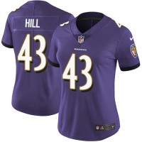 Nike Baltimore Ravens #43 Justice Hill Purple Team Color Women's Stitched NFL Vapor Untouchable Limited Jersey