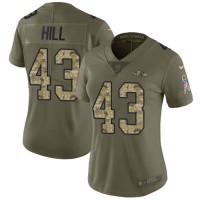 Nike Baltimore Ravens #43 Justice Hill Olive/Camo Women's Stitched NFL Limited 2017 Salute To Service Jersey