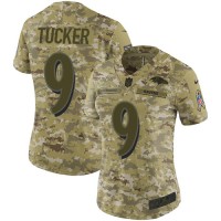 Nike Baltimore Ravens #9 Justin Tucker Camo Women's Stitched NFL Limited 2018 Salute to Service Jersey