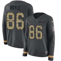 Nike Baltimore Ravens #86 Nick Boyle Anthracite Salute to Service Women's Stitched NFL Limited Therma Long Sleeve Jersey