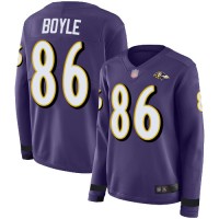 Nike Baltimore Ravens #86 Nick Boyle Purple Team Color Women's Stitched NFL Limited Therma Long Sleeve Jersey