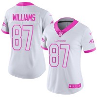 Nike Baltimore Ravens #87 Maxx Williams White/Pink Women's Stitched NFL Limited Rush Fashion Jersey