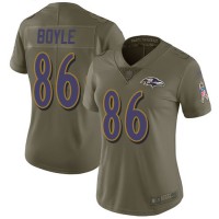 Nike Baltimore Ravens #86 Nick Boyle Olive Women's Stitched NFL Limited 2017 Salute To Service Jersey