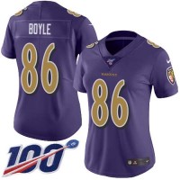 Nike Baltimore Ravens #86 Nick Boyle Purple Women's Stitched NFL Limited Rush 100th Season Jersey