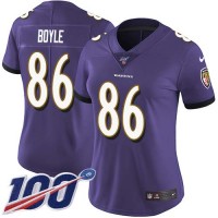 Nike Baltimore Ravens #86 Nick Boyle Purple Team Color Women's Stitched NFL 100th Season Vapor Untouchable Limited Jersey