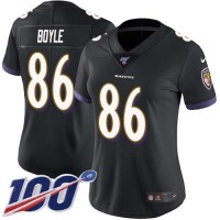 Nike Baltimore Ravens #86 Nick Boyle Black Alternate Women's Stitched NFL 100th Season Vapor Untouchable Limited Jersey