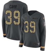 Nike Baltimore Ravens #39 Brandon Carr Anthracite Salute to Service Women's Stitched NFL Limited Therma Long Sleeve Jersey