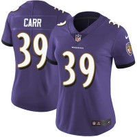 Nike Baltimore Ravens #39 Brandon Carr Purple Team Color Women's Stitched NFL Vapor Untouchable Limited Jersey